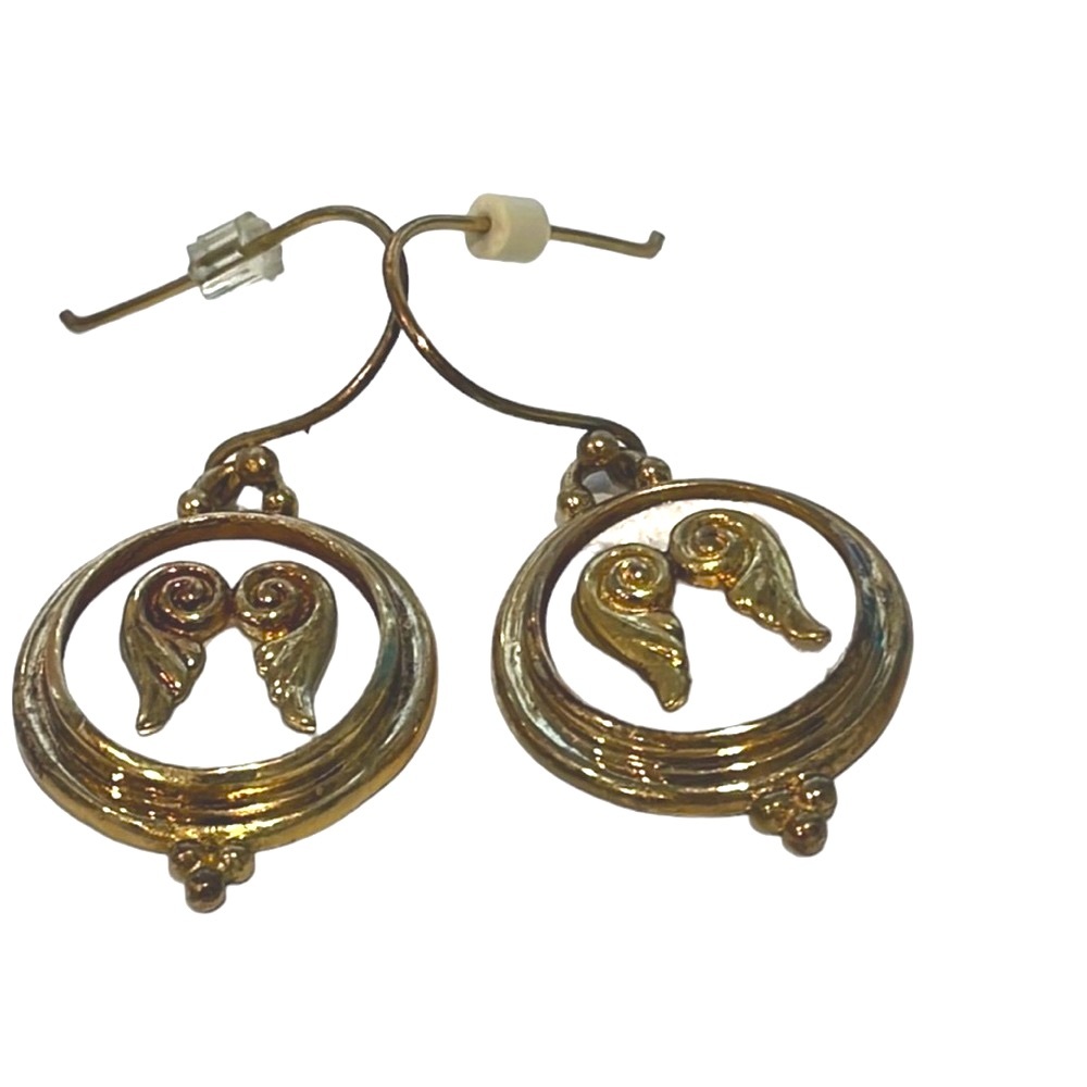 Vintage gold and mother of pearl costume earrings. EUC